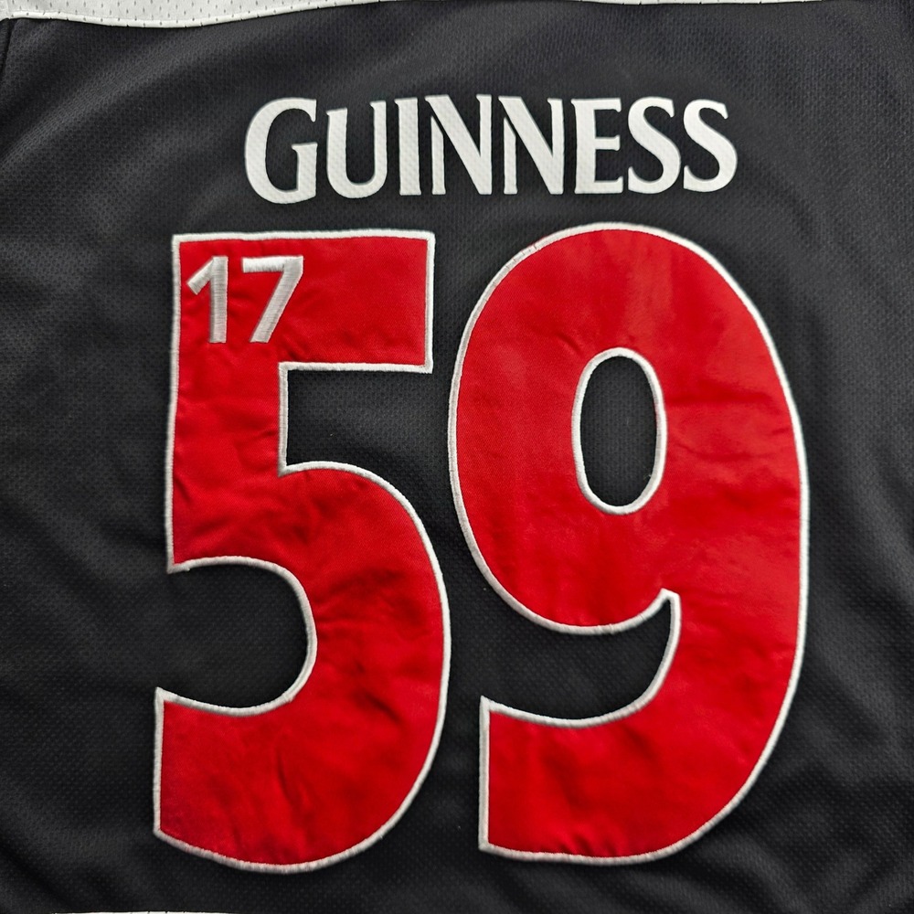 NEW Guinness Hockey Jersey Men Large Black Red White Lace Up G3003-L Embroidered - Picture 7 of 13